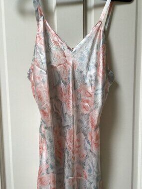 Faye Pink and Blue Slip Midi Dress/Nightgown, size large